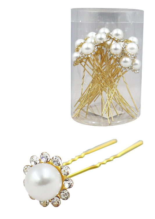 White Smoke Stone Hair Pin (20/jar) #7662 Gold - jar