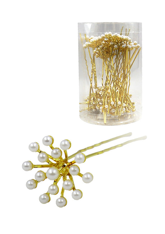 White Smoke Stone Hair Pin (20/jar) #7664 Gold -Jar