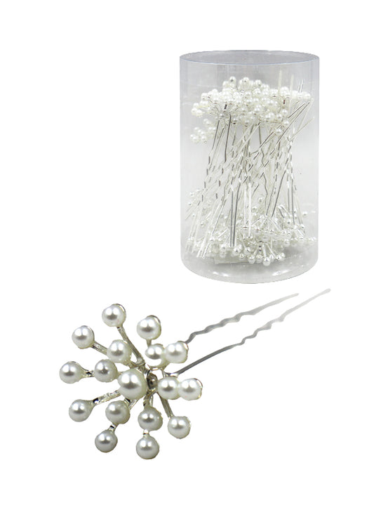 White Smoke Stone Hair Pin (20/jar) #7665 Silver -Jar