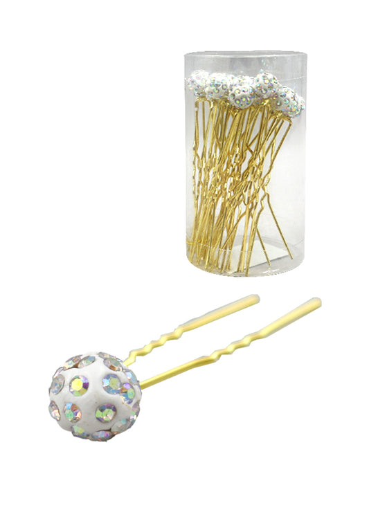 White Smoke Stone Hair Pin (20/jar) #7668 Gold -Jar
