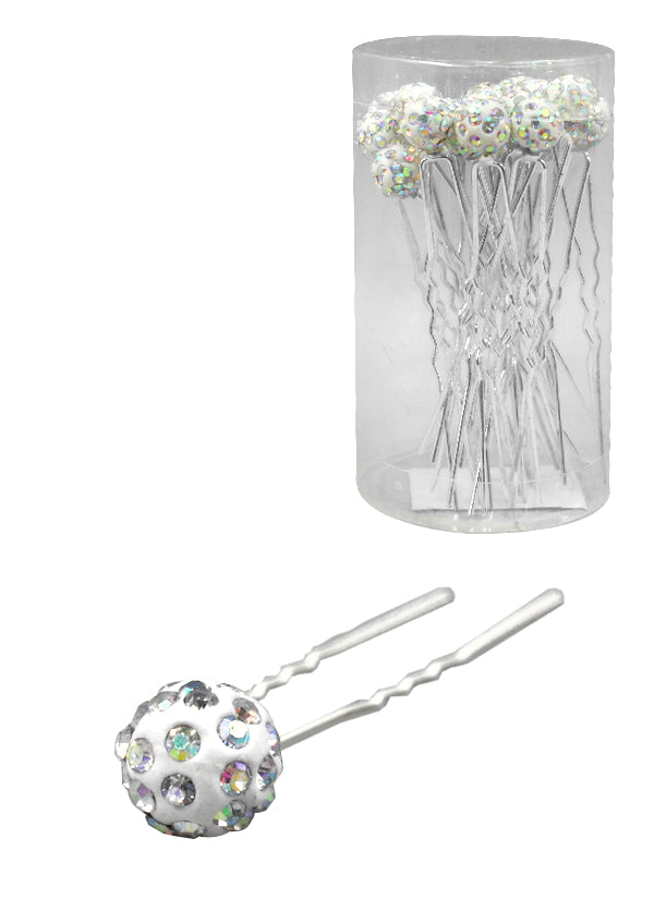 Stone Hair Pin (20/jar) #7669 Silver -jar