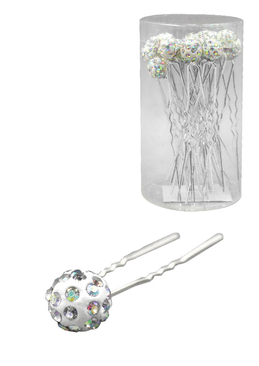White Smoke Stone Hair Pin (20/jar) #7669 Silver -jar