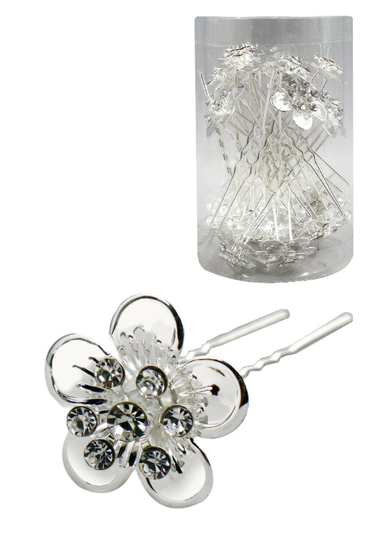 White Smoke Stone Hair Pin (20/jar) #7671 Silver -jar