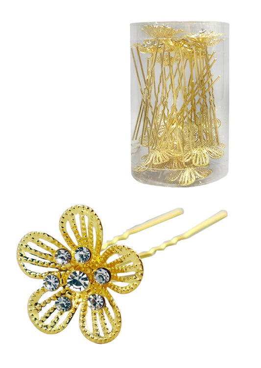 White Smoke Stone Hair Pin (20/jar) #7674 Gold -Jar