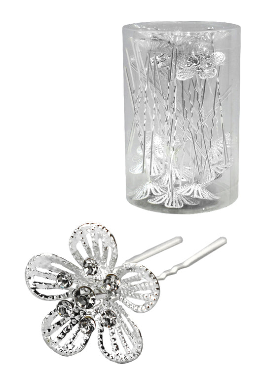 White Smoke Stone Hair Pin (20/jar) #7675 Silver -jar