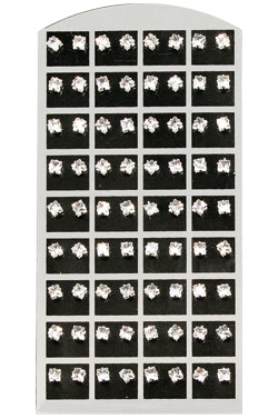 Stone Earring (Square Clear-5mm) #1557