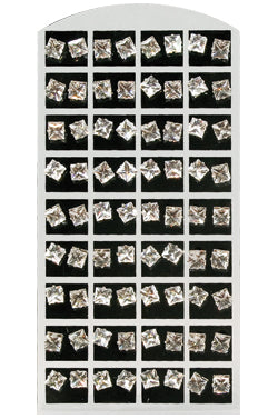 Stone Earring (Square Clear-7mm) #1559