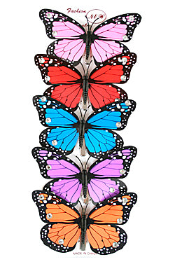 Kid's Hair Clip #2426 Butterfly Asst (5pcs/pk) -Strip