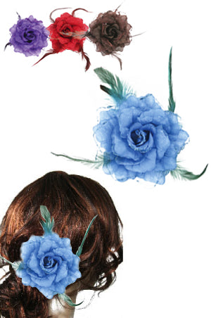 Flower Hair Clip 3in1 [Flower] #3017 ASST (with Feather) -dz