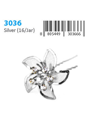 White Smoke Stone Hair Pin (16/jar) #3036 Silver - jar