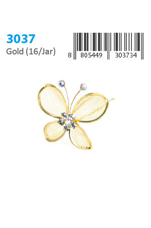 White Smoke Stone Hair Pin (12/jar) #3037 Gold - jar