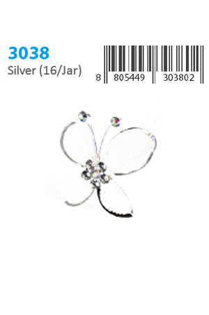 White Smoke Stone Hair Pin (12/jar) #3038 Silver - jar