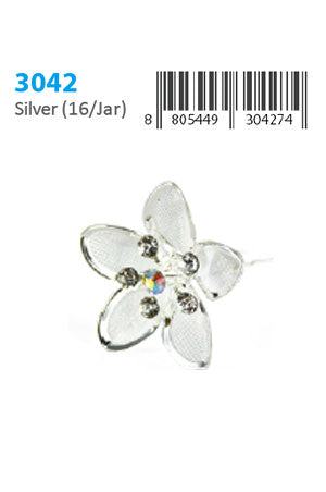 White Smoke Stone Hair Pin (16/jar) #3042 Silver - jar