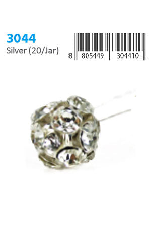 White Smoke Stone Hair Pin (20/jar) #3044 Silver / Color - jar