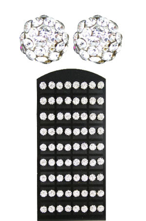 Stone Earring #3157 new (Shamballa Stone -Silver) - 72pcs/pk