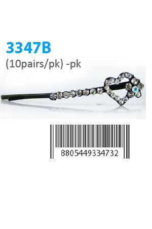 White Smoke Design Stone Hair Pin (10 pairs/pk) #3347B -pk