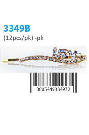 White Smoke Design Stone Hair Pin (12 pairs /pk) #3349B -pk(Love)
