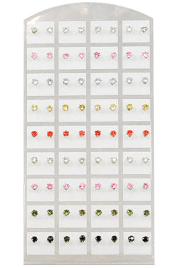 Stone Earring (Round Mix-4mm) #0129