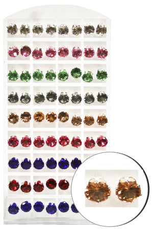 Stone Earring (Round Mix-9mm) #0139