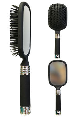 White Smoke Paddle Brush w/ Mirror #0201 Black -pc