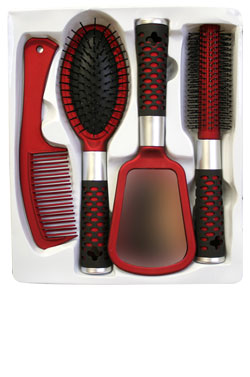 Lavender MAGIC GOLD Doo-Oh 4pcs Hair Brush Set #0203 Red