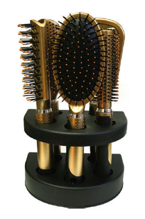 White Smoke MAGIC GOLD Doo-Oh 5pcs Hair Brush Set w/ Stand #0204 Gold