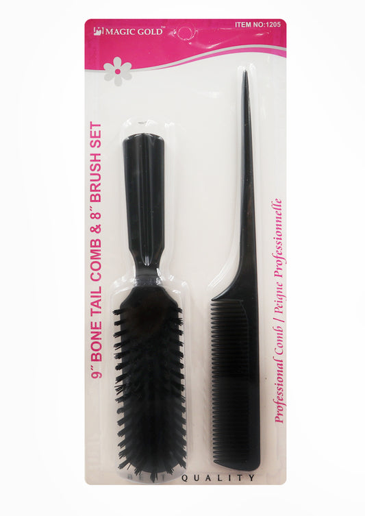 Lavender Magic Gold 9" Bone Tail Comb & 8" Brush Set #1205 -dz