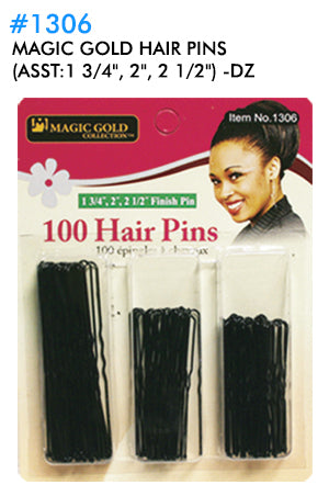 Magic Gold Hair Pins (Asst:1 3/4", 2", 2 1/2" ) #1306-dz