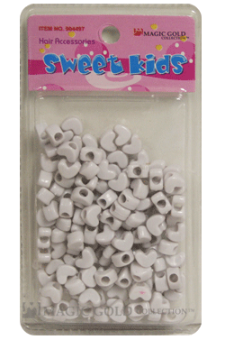 Magic Gold Plastic Bead Heart #1650 White -pc
