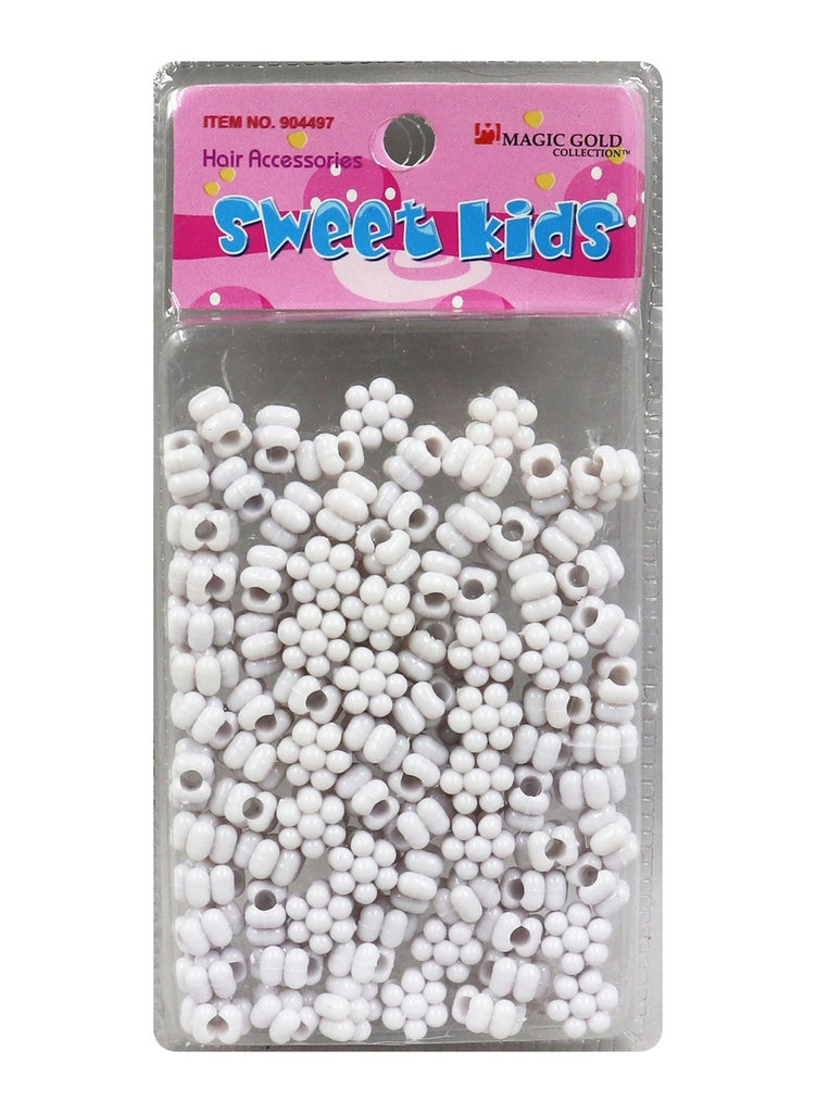 Magic Gold Plastic Bead Flower #1662 White -pc