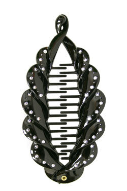 Fish Comb w/ Stone #1934 Black -dz