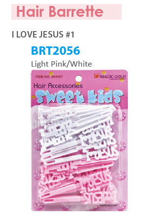 Barrette [I Love Jesus Light Pink/White] #BRT2056 -pc
