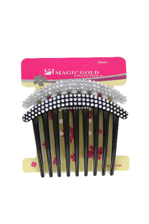 Magic Gold Comb Hair Pin (2pc/pk) #2149 Black/White - dz