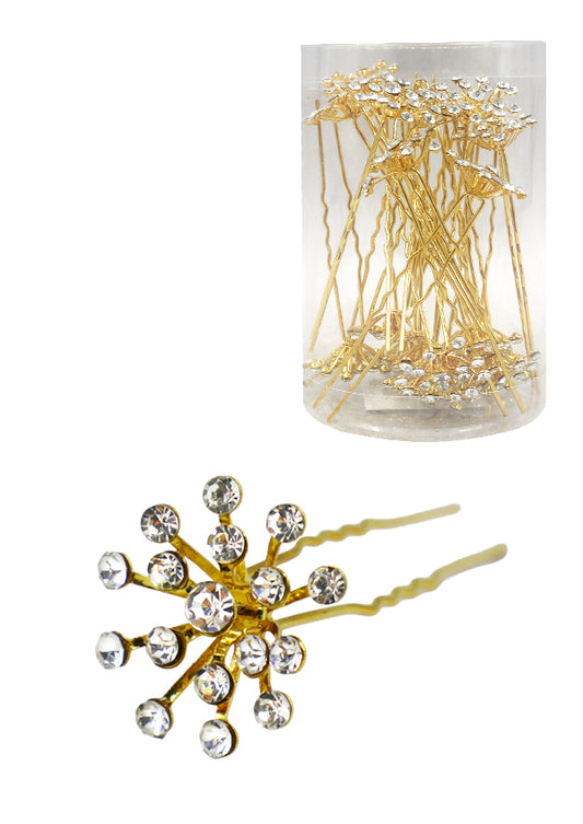 White Smoke Stone Hair Pin (20/jar) #3031B Gold - jar