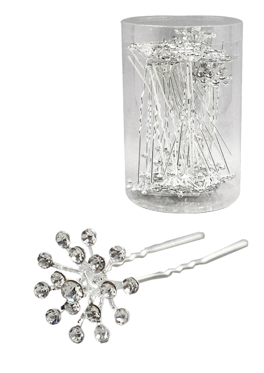 White Smoke Stone Hair Pin (20/jar) #3032B Silver -jar