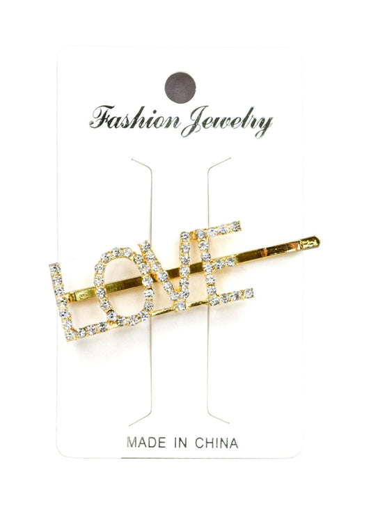 White Smoke Hair Pin-Love#93033 Gold -dz