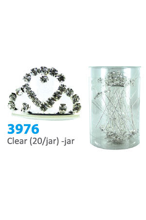 Stone Hair Pin (20/jar) #3976 Clear - jar