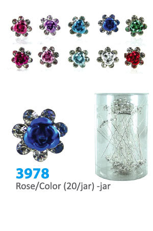 White Smoke Stone Hair Pin (20/jar) #3978 Rose / Color - jar