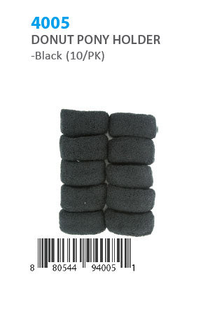 Donut Ponytail Holder #4005 Black (10/pk)
