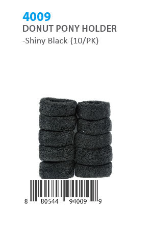 Donut Ponytail Holder #4009 Shiny Black (10/pk)