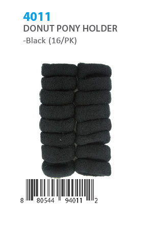 Donut Ponytail Holder #4011 Black (16/pk)