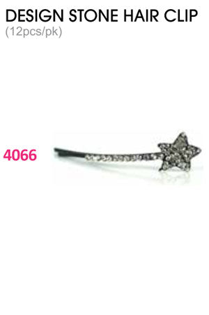 White Smoke Design Stone Hair Clip : (12pcs /pk) #4066 -pk