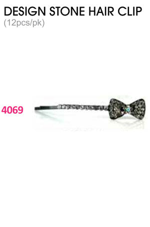 White Smoke Design Stone Hair Clip : (12pcs /pk) #4069 -pk