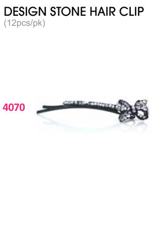 White Smoke Design Stone Hair Clip : (12pcs /pk) #4070 -pk