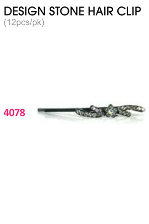 White Smoke Design Stone Hair Clip : (12pcs /pk) #4078 -pk