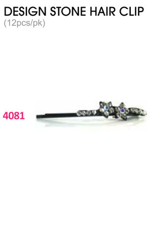 Design Stone Hair Clip : (12pcs /pk) #4081 -pk