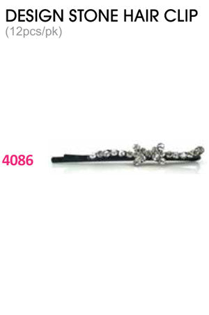 White Smoke Design Stone Hair Clip : (12pcs /pk) #4086 -pk