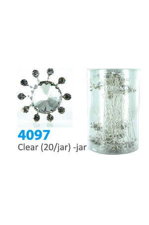 Stone Hair Pin (20/jar) #4097 Clear - jar