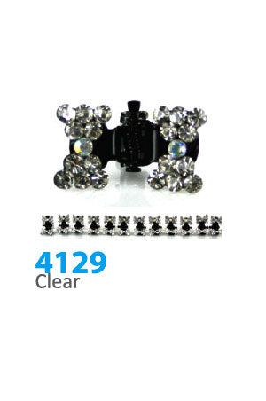 Stone Hair Clip (12 clips) #4129 Clear Bow -Strip