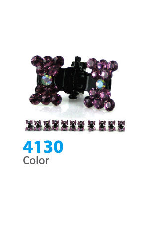 Stone Hair Clip (12 clips) #4130 Pink Bow -Strip